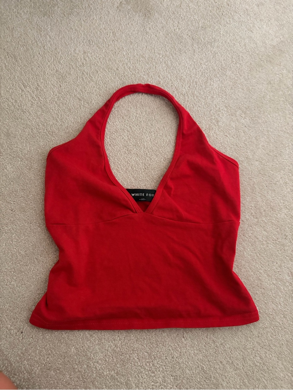 White Fox Boutique Red Halter V-Neck Tank